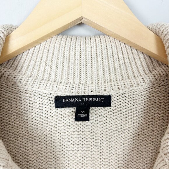 Banana Republic Chunky Fisherman Polo Sweater Striped Size Medium Women's - Picture 4 of 4